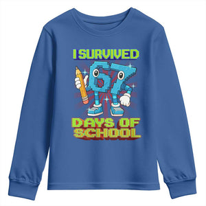 Funny I Survived 67 Days Of School Youth Sweatshirt Six Seven Meme Pixel Game Gen Alpha TS11 Royal Blue Print Your Wear