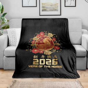 Chinese New Year 2026 Year of The Horse Throw Blanket Golden Zodiac Horse TS11 Print Your Wear