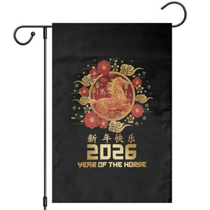 Chinese New Year 2026 Year of The Horse Garden Flag Golden Zodiac Horse TS11 Black Print Your Wear