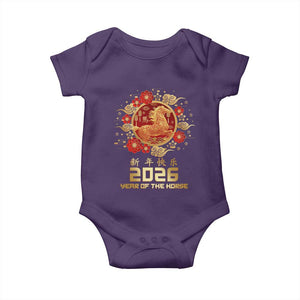 Chinese New Year 2026 Year of The Horse Baby Onesie Golden Zodiac Horse TS11 Purple Print Your Wear