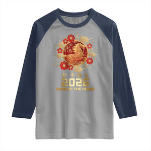 Chinese New Year 2026 Year of The Horse Raglan Shirt Golden Zodiac Horse TS11 Sport Gray Navy Print Your Wear