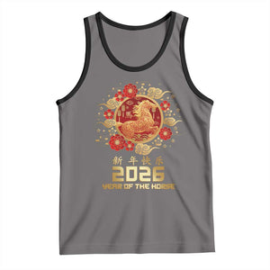 Chinese New Year 2026 Year of The Horse Tank Top Golden Zodiac Horse TS11 Deep Heather Black Print Your Wear