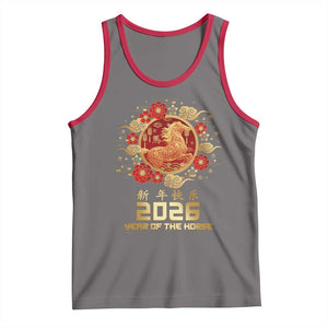 Chinese New Year 2026 Year of The Horse Tank Top Golden Zodiac Horse TS11 Deep Heather Red Print Your Wear