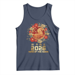 Chinese New Year 2026 Year of The Horse Tank Top Golden Zodiac Horse TS11 Navy Print Your Wear