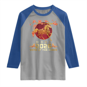 Chinese New Year 2026 Year of The Horse Raglan Shirt Cherry Blossom TS11 Sport Gray Royal Print Your Wear