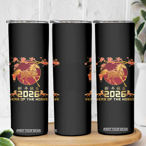 Chinese New Year 2026 Year of The Horse Skinny Tumbler Cherry Blossom TS11 Print Your Wear