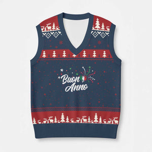Funny Buon Anno Itlalian New Year V-Neck Knit Sweater Vest Italy Heart TS11 Navy Red Print Your Wear