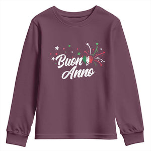 Funny Buon Anno Itlalian New Year Youth Sweatshirt Italy Heart TS11 Maroon Print Your Wear