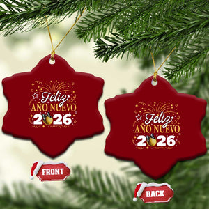 Spanish New Year 2026 Ceramic Ornament Feliz Ano Nuevo NYE Party Faux Glitter Effect Printed TS11 Print Your Wear