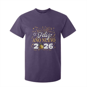 Spanish New Year 2026 T Shirt For Kid Feliz Ano Nuevo NYE Party Faux Glitter Effect Printed TS11 Purple Print Your Wear