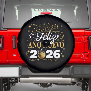 Spanish New Year 2026 Spare Tire Cover Feliz Ano Nuevo NYE Party Faux Glitter Effect Printed TS11 Black Print Your Wear