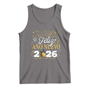 Spanish New Year 2026 Tank Top Feliz Ano Nuevo NYE Party Faux Glitter Effect Printed TS11 Deep Heather Print Your Wear