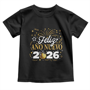Spanish New Year 2026 Toddler T Shirt Feliz Ano Nuevo NYE Party Faux Glitter Effect Printed TS11 Black Print Your Wear