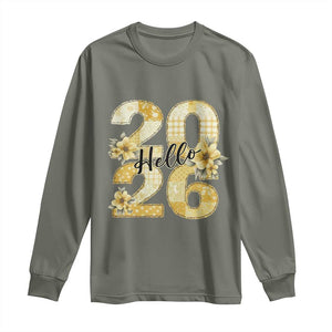 Hello New Year 2026 Vintage Floral Patchwork Quilt Long Sleeve Shirt TS11 Military Green Print Your Wear