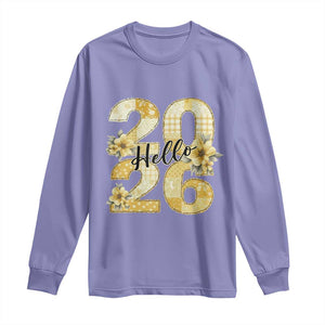 Hello New Year 2026 Vintage Floral Patchwork Quilt Long Sleeve Shirt TS11 Violet Print Your Wear