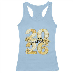 Hello New Year 2026 Vintage Floral Patchwork Quilt Racerback Tank Top TS11 Light Blue Print Your Wear