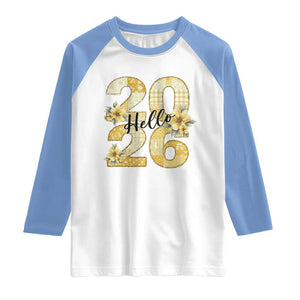 Hello New Year 2026 Vintage Floral Patchwork Quilt Raglan Shirt TS11 White Carolina Blue Print Your Wear