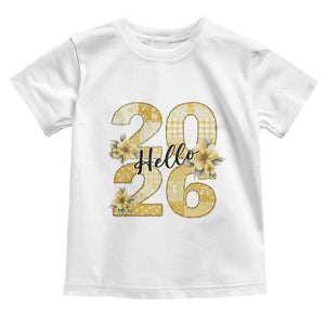 Hello New Year 2026 Vintage Floral Patchwork Quilt Toddler T Shirt TS11 White Print Your Wear