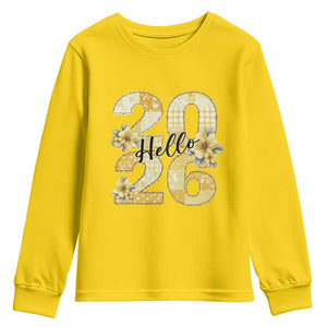 Hello New Year 2026 Vintage Floral Patchwork Quilt Youth Sweatshirt TS11 Daisy Print Your Wear
