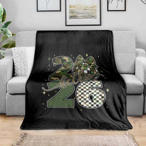 Camo Happy New Year Party 2026 Throw Blanket Camouflage Disco Ball TS11 Print Your Wear