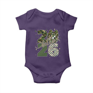 Camo Happy New Year Party 2026 Baby Onesie Camouflage Disco Ball TS11 Purple Print Your Wear