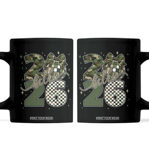 Camo Happy New Year Party 2026 Coffee Mug Camouflage Disco Ball TS11 Black Print Your Wear