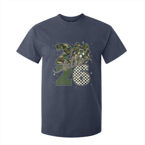Camo Happy New Year Party 2026 T Shirt For Kid Camouflage Disco Ball TS11 Navy Print Your Wear