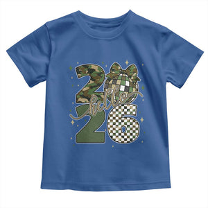 Camo Happy New Year Party 2026 Toddler T Shirt Camouflage Disco Ball TS11 Royal Blue Print Your Wear