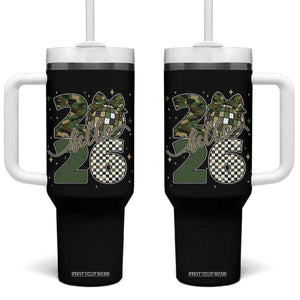 Camo Happy New Year Party 2026 Tumbler With Handle Camouflage Disco Ball TS11 One Size: 40 oz Black Print Your Wear