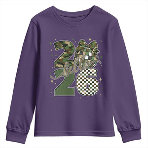 Camo Happy New Year Party 2026 Youth Sweatshirt Camouflage Disco Ball TS11 Purple Print Your Wear