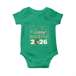 Scottish New Year 2026 Baby Onesie Happy Hogmanay NYE Party Faux Glitter Effect Printed TS11 Irish Green Print Your Wear