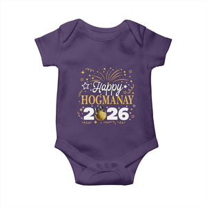 Scottish New Year 2026 Baby Onesie Happy Hogmanay NYE Party Faux Glitter Effect Printed TS11 Purple Print Your Wear