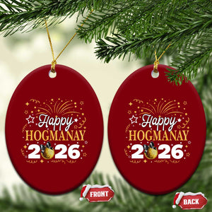 Scottish New Year 2026 Ceramic Ornament Happy Hogmanay NYE Party Faux Glitter Effect Printed TS11 Print Your Wear
