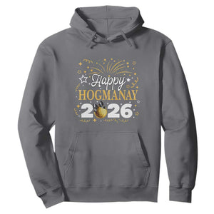 Scottish New Year 2026 Hoodie Happy Hogmanay NYE Party Faux Glitter Effect Printed TS11 Charcoal Print Your Wear