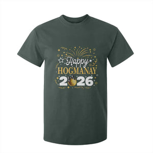 Scottish New Year 2026 T Shirt For Kid Happy Hogmanay NYE Party Faux Glitter Effect Printed TS11 Dark Forest Green Print Your Wear