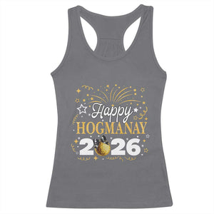 Scottish New Year 2026 Racerback Tank Top Happy Hogmanay NYE Party Faux Glitter Effect Printed TS11 Charcoal Print Your Wear