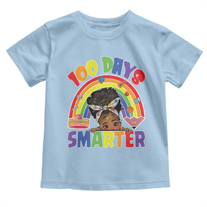 Funny 100 Days Smarter Afro African American Girl Toddler T Shirt TS11 Light Blue Print Your Wear