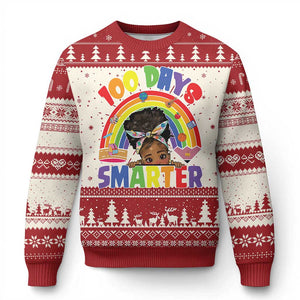 Funny 100 Days Smarter Afro African American Girl Ugly Christmas Sweater TS11 Red Print Your Wear
