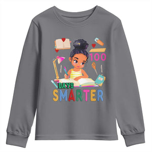 Funny 100 Days Smarter Black Afro African American Girl Youth Sweatshirt TS11 Charcoal Print Your Wear