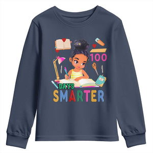 Funny 100 Days Smarter Black Afro African American Girl Youth Sweatshirt TS11 Navy Print Your Wear