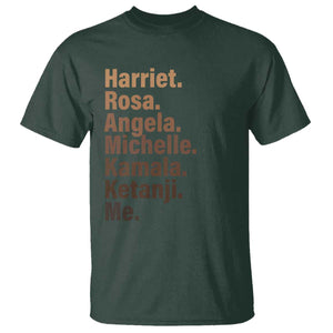 Melanin Black Pride T Shirt Harriet Rosa Angela Michelle Kamala Ketanji Me Black History Leaders TS11 Dark Forest Green Print Your Wear