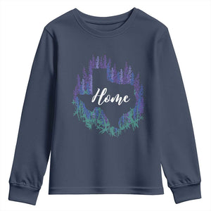 Texas Home State Map Pride Bluebonnets Youth Sweatshirt TS11 Navy Print Your Wear