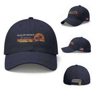 Gulf Of Mexico Forever Baseball Cap Beach Palm Treen Vintage Retro TS11 Baseball Cap Universal Fit Navy Print Your Wear