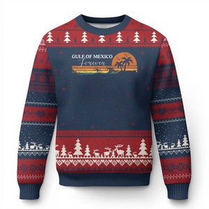 Gulf Of Mexico Forever Ugly Christmas Sweater Beach Palm Treen Vintage Retro TS11 Navy Red Print Your Wear
