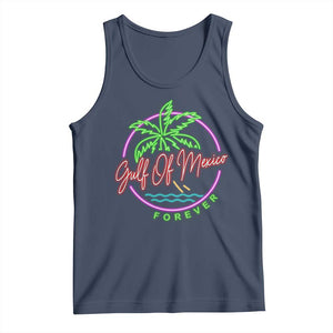 Gulf Of Mexico Forever Tank Top Beach Coconut Palm Tree Neon Light TS11 Navy Print Your Wear