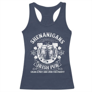 Funny Shenanigans Irish Pub Grab A Pint And Join The Paddy Racerback Tank Top Irish Beer TS11 Navy Print Your Wear