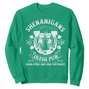 Funny Shenanigans Irish Pub Grab A Pint And Join The Paddy Sweatshirt Irish Beer TS11 Irish Green Print Your Wear