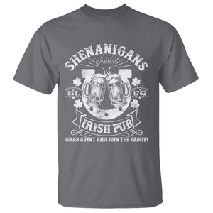 Funny Shenanigans Irish Pub Grab A Pint And Join The Paddy T Shirt Irish Beer TS11 Charcoal Print Your Wear