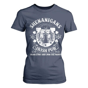 Funny Shenanigans Irish Pub Grab A Pint And Join The Paddy T Shirt For Women Irish Beer TS11 Navy Print Your Wear