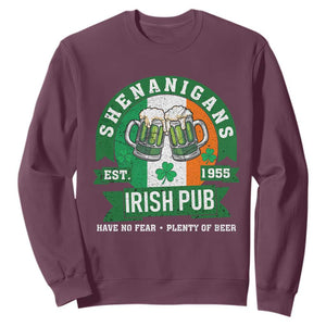 Funny St Patrick's Day Beer Drinking Sweatshirt Shenanigans Irish Pub Have No Fear Plenty Of Beer TS11 Maroon Print Your Wear